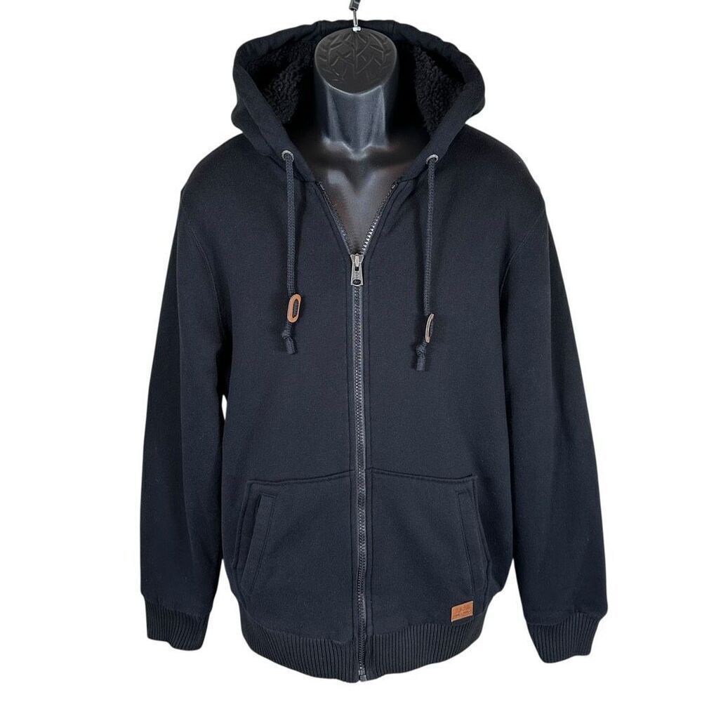 Buffalo David Bitton Sherpa Lined Full Zip Heavyweight Sweatshirt Sz L